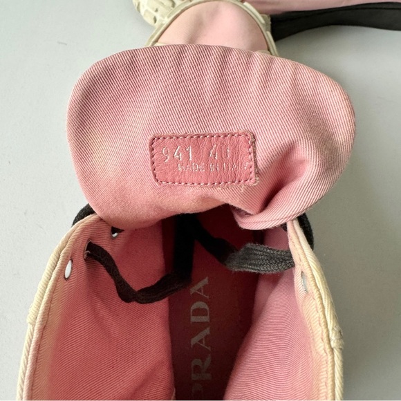 PRADA Canvas Colorblock Pattern Wedge Sneakers in Pink - Picture 4 of 8